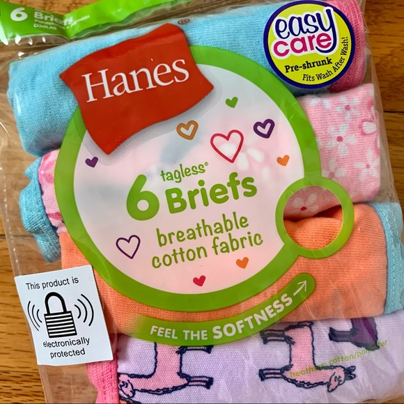 Hanes—Girls' Breathable Cotton Tagless Briefs 6-Pack (SZ 6) NWT - Picture 2 of 6
